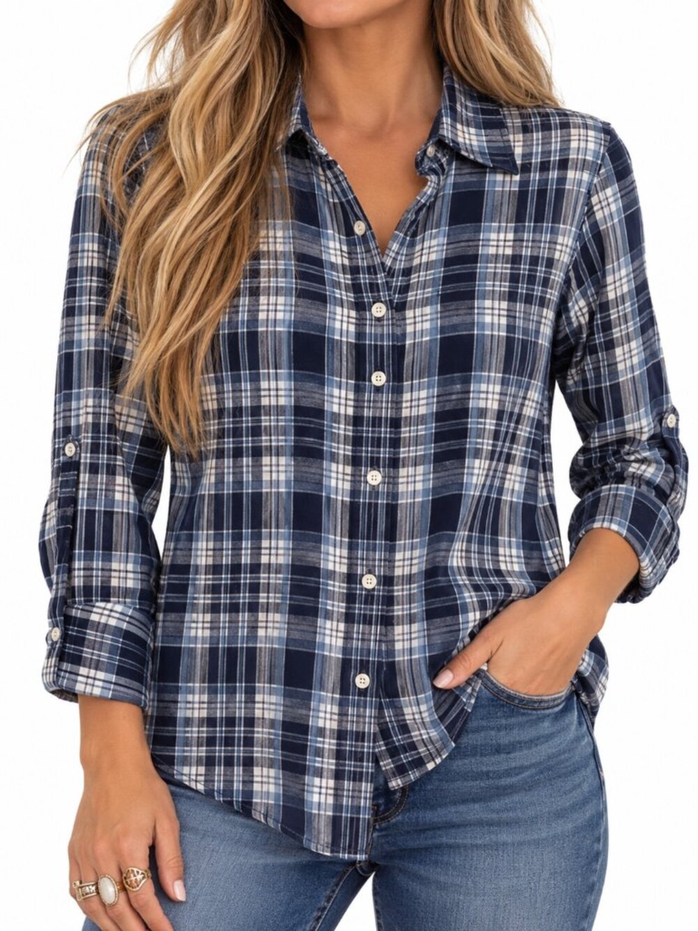 Lauren Ralph Lauren LRL Soft Plaid Button Up